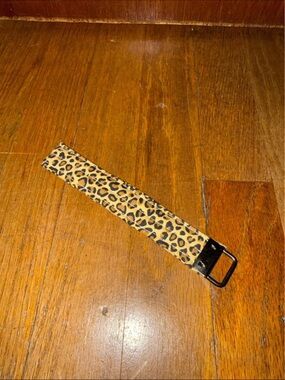 Leopard Print Wristlet Key Fob - Tan & Black
